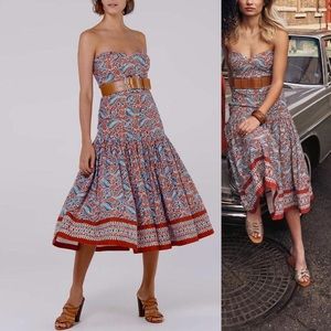 Veronica Beard Fiore Strapless Printed Midi Dress